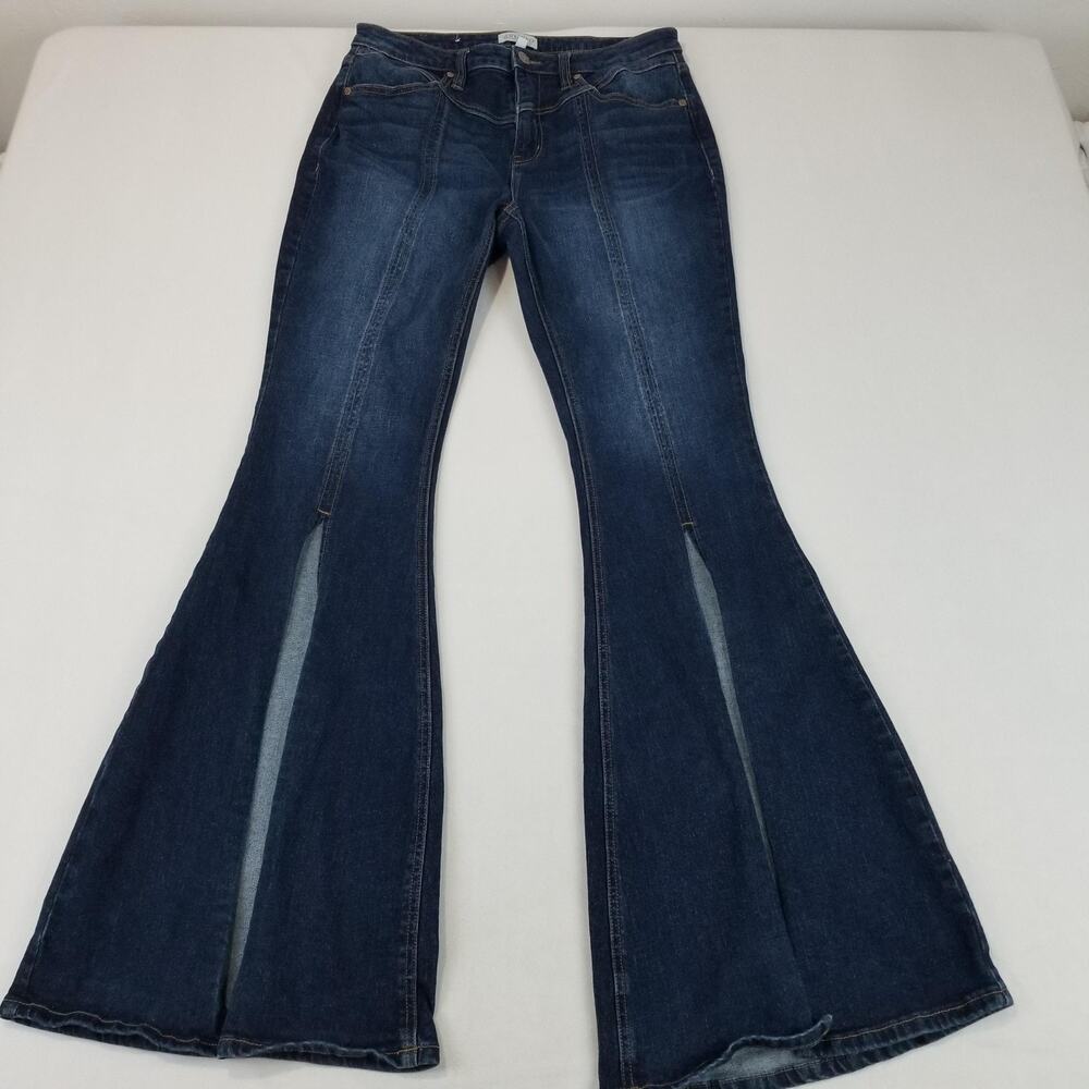 Shyanne Split Flare Jeans Womens 31x34 Dark Wash Western Y2K Bell Bottom